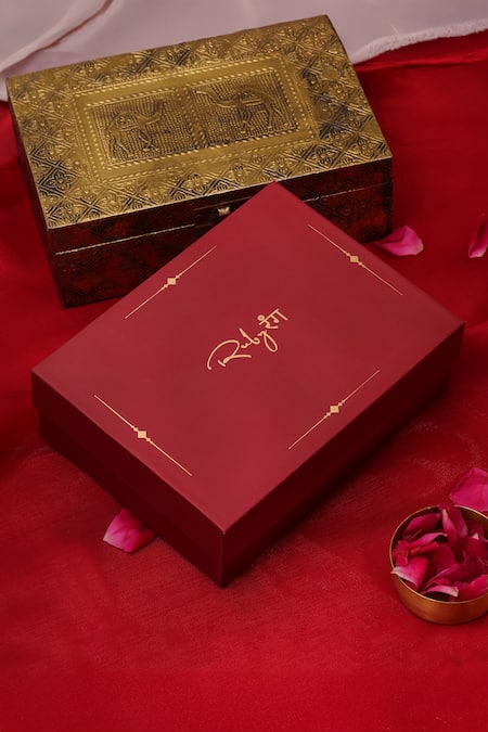 Ruby Raang_Gold Plated Stones Kundan Floral Necklace And Earring Set _Online_at_Aza_Fashions