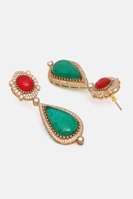 Ruby Raang Multi Color Stones Kundan And Embellished Necklace Set Online at Aza Fashions Ruby Raang_Multi Color Stones Kundan And Embellished Necklace Set _Online_at_Aza_Fashions