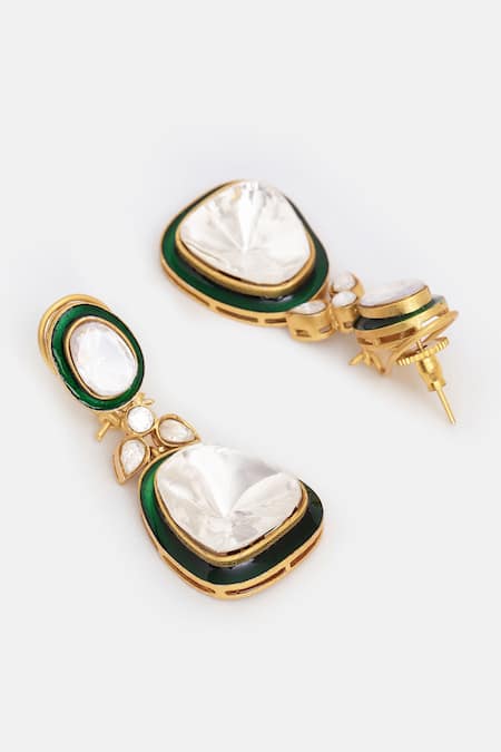 Buy Ruby Raang Gold Plated Stones Kundan Necklace And Drop Earrings Set Online at Aza Fashions Buy_Ruby Raang_Gold Plated Stones Kundan Necklace And Drop Earrings Set _Online_at_Aza_Fashions