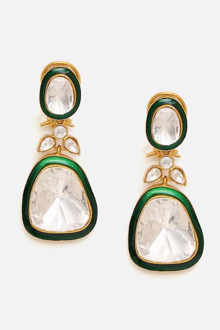 Shop Ruby Raang Gold Plated Stones Kundan Necklace And Drop Earrings Set Online at Aza Fashions Shop_Ruby Raang_Gold Plated Stones Kundan Necklace And Drop Earrings Set _Online_at_Aza_Fashions