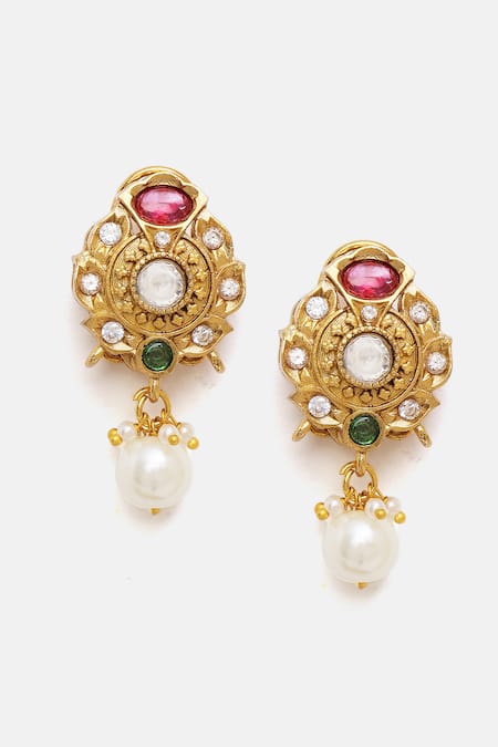 Shop Ruby Raang Multi Color Stones, Pearls Kundan And Embellished Choker Set Online at Aza Fashions Shop_Ruby Raang_Multi Color Stones, Pearls Kundan And Embellished Choker Set _Online_at_Aza_Fashions