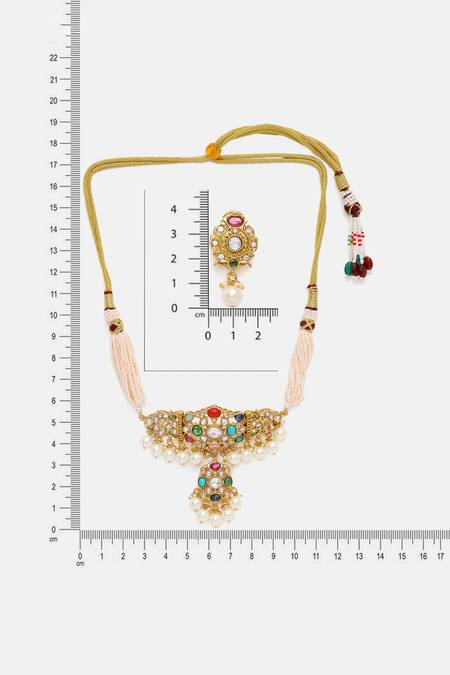 Ruby Raang Multi Color Stones, Pearls Kundan And Embellished Choker Set at Aza Fashions Ruby Raang_Multi Color Stones, Pearls Kundan And Embellished Choker Set _at_Aza_Fashions