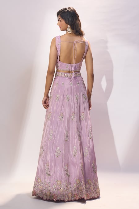 Samyukta Singhania Embroidered Satin Silk Lehenga Blouse Set 