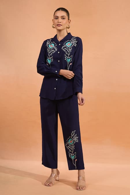 Naintara Bajaj Embroidered Silk Kurta & Pant Set 