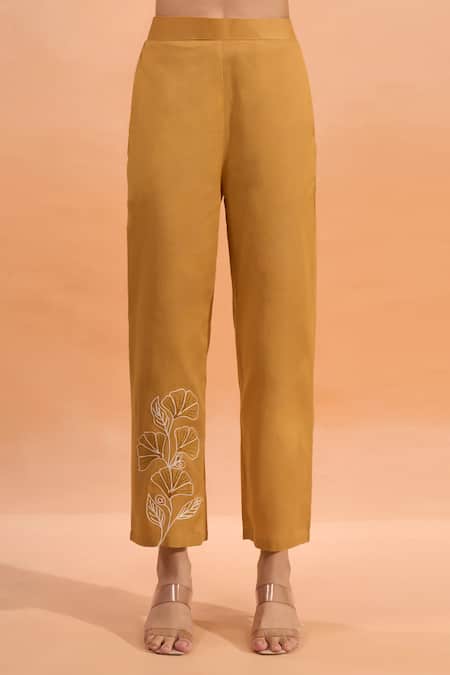 Buy Naintara Bajaj Beige Cotton, Linen Embroidery Mandarin Collar, Kurta And Pant Set Buy_Naintara Bajaj_Beige Cotton, Linen Embroidery Mandarin Collar, Kurta And Pant Set