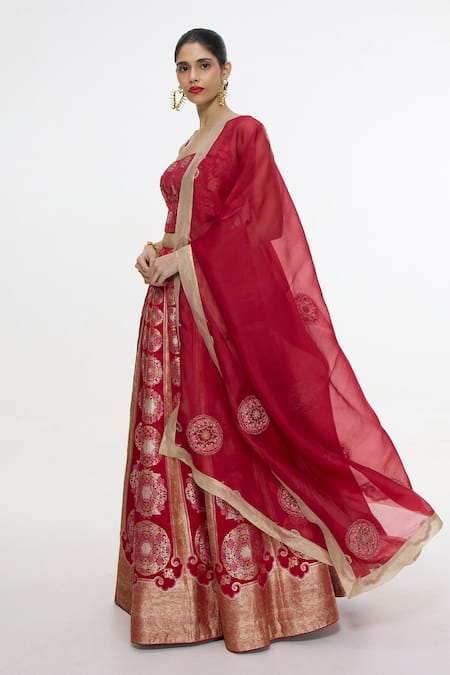 Ekaya Banaras Floral Handwoven Lehenga Set 