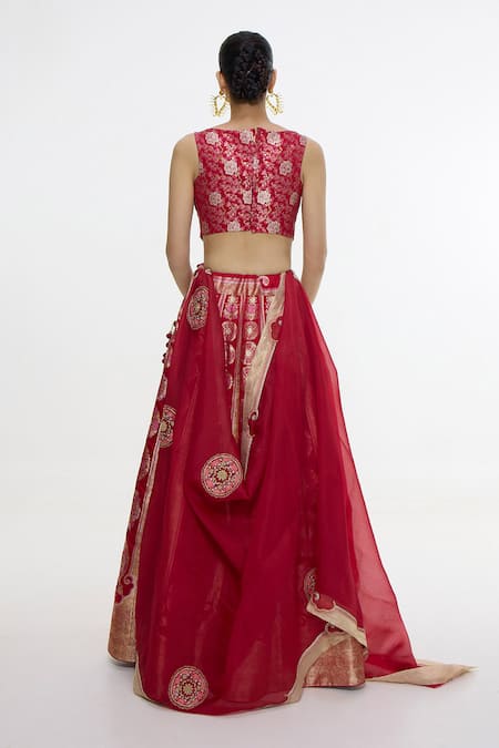 Ekaya Banaras Floral Handwoven Lehenga Set 