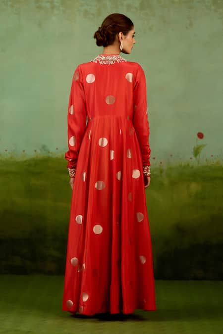 Shop Shyam Narayan Prasad Orange Brocade, Organza Embroidery, Beads, Metallic Thread Burnt Anarkali Set at Aza Fashions Shop_Shyam Narayan Prasad_Orange Brocade, Organza Embroidery, Beads, Metallic Thread Burnt Anarkali Set _at_Aza_Fashions