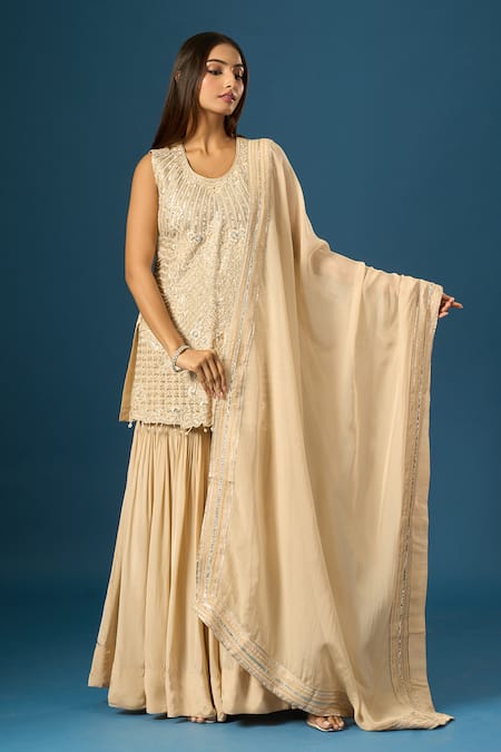 Samyukta Singhania Hand Embroidered Kurta Sharara Set 