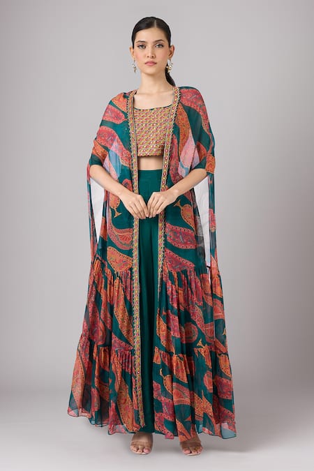 Samyukta Singhania Paisley Pattern Cape & Pant Set 