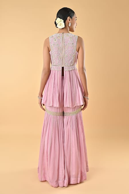 Keith Gomes Bead & Zari Embroidered Panel Tunic Gharara Set 