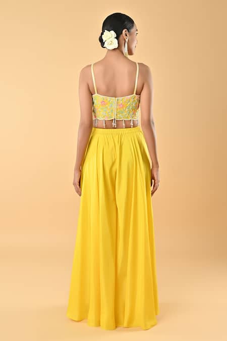 Keith Gomes Glass Bead Flower Embroidered Tunic Palazzo Set 