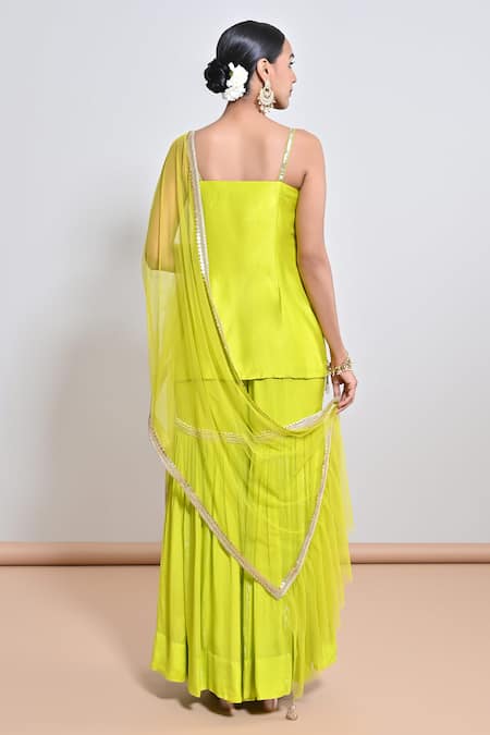 Keith Gomes Bead & Mirror Embellished Tunic Gharara Set 