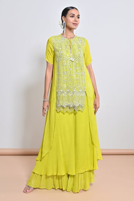 Keith Gomes Sequins & Bead Embellished Tunic & Palazzo Set 