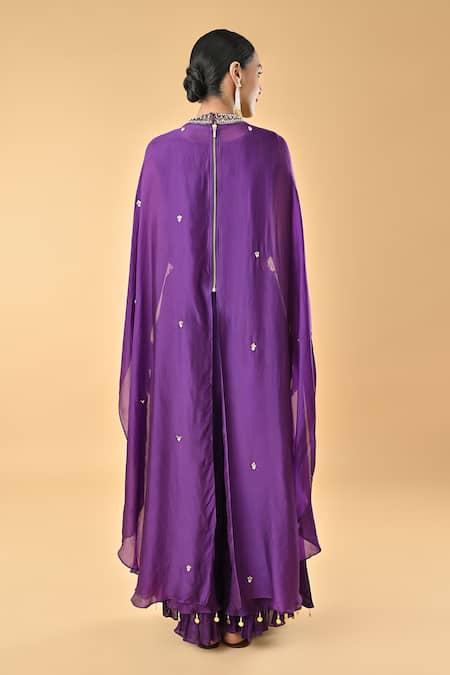 Keith Gomes Sequins Tassel Embroidered Kaftan & Palazzo Set 