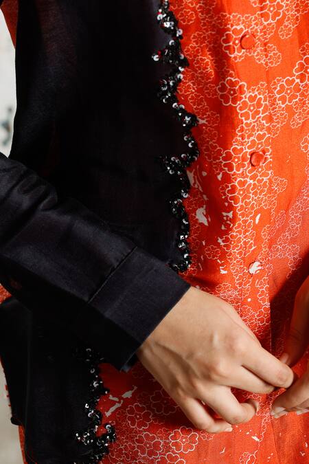 Buy Saksham & Neharicka Red Cotton, Silk Sequins, Beads Desert Storm Printed And Embroidered Shirt Online at Aza Fashions Buy_Saksham & Neharicka_Red Cotton, Silk Sequins, Beads Desert Storm Printed And Embroidered Shirt _Online_at_Aza_Fashions