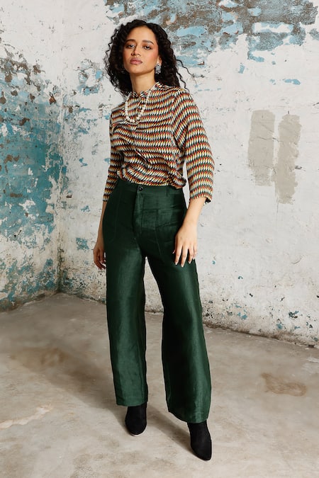 Shop Saksham & Neharicka Multi Color Satin Mandarin Collar Kamal Printed Shirt Online at Aza Fashions Shop_Saksham & Neharicka_Multi Color Satin Mandarin Collar Kamal Printed Shirt _Online_at_Aza_Fashions