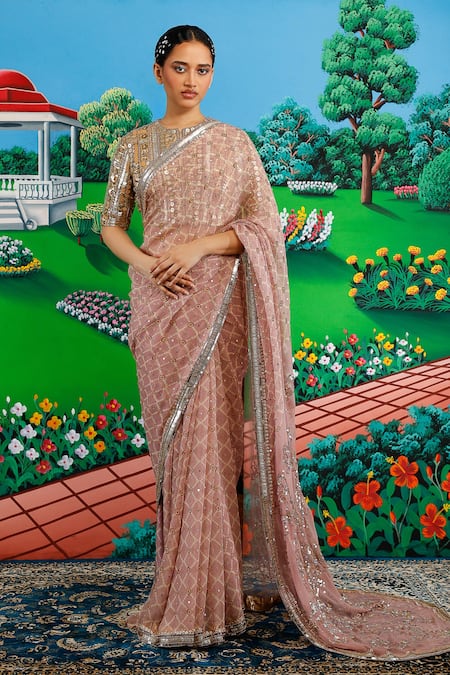 Saksham & Neharicka Madhulika Embroidered Saree With Unstitched Blouse Piece