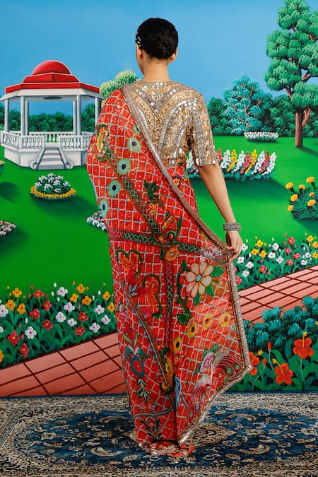 Saksham & Neharicka Lakshmi Printed Saree With Unstitched Blouse Piece 
