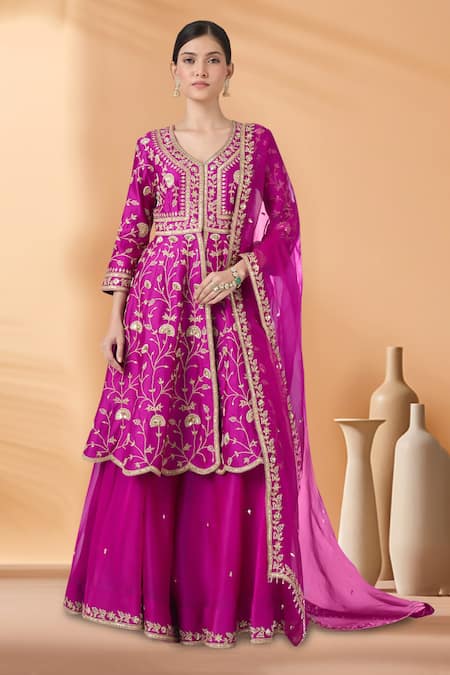 Surbhi Shah Embroidered Peplum Kurta Sharara Set