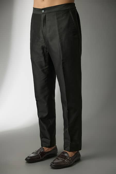 SALIL BHATIA_Emerald Green Chanderi Silk, Raj Mahal Embellished Sherwani Jacket And Kurta Set _Online_at_Aza_Fashions