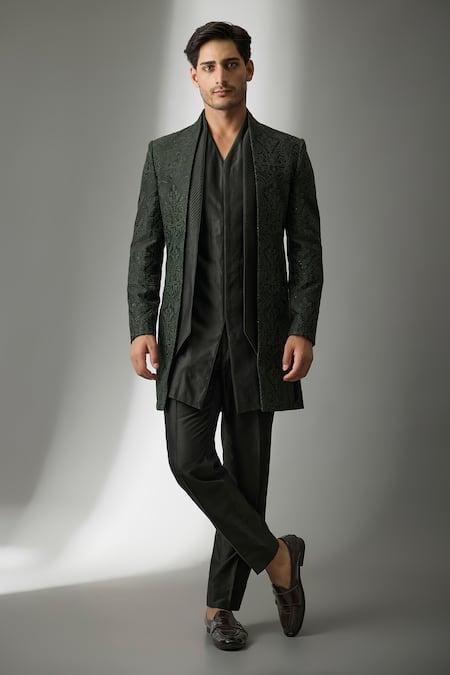 SALIL BHATIA Raj Mahal Embellished Sherwani Jacket & Kurta Set 