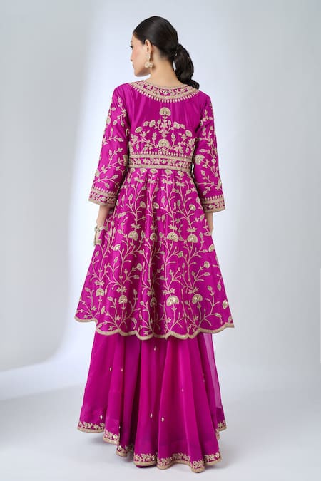 Surbhi Shah Embroidered Peplum Kurta Sharara Set