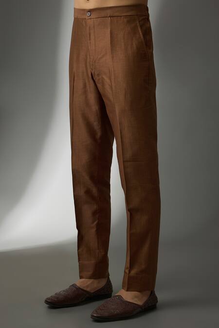 SALIL BHATIA_Rust Georgette, Chanderi Silk Pracheen Mahal Embellished Layered Bundi Kurta Set _Online_at_Aza_Fashions