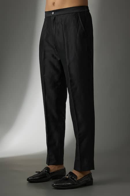 SALIL BHATIA_Black Silk, Chanderi Zari, Amulya Mahal Embellished Sherwani Jacket Kurta Set _Online_at_Aza_Fashions