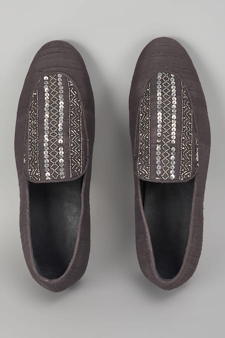 SALIL BHATIA Sheesh Mahal Silk Cutdana Embellished Loafers 