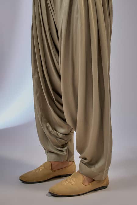 SALIL BHATIA Taupe Georgette, Modal, Satin Embroidery, Pracheen Mahal Embellished Kurta Set Online at Aza Fashions SALIL BHATIA_Taupe Georgette, Modal, Satin Embroidery, Pracheen Mahal Embellished Kurta Set _Online_at_Aza_Fashions