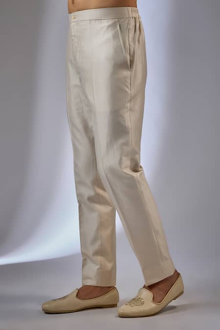 SALIL BHATIA_Ivory , Chanderi Zari, Sequins Mahal Raw Embellished Sherwani Set _Online_at_Aza_Fashions