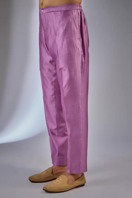 SALIL BHATIA_Yellow , Chanderi Embroidery Rang Mahal Nehru Jacket Set _Online_at_Aza_Fashions