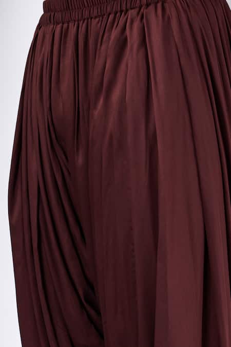 SALIL BHATIA_Wine Modal, Satin Cowl Salwar Pant _Online_at_Aza_Fashions