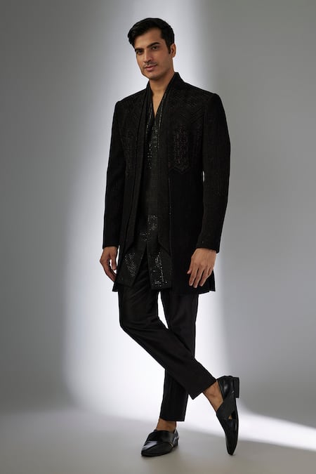 SALIL BHATIA Alfaaz Mahal Zari Embroidered Jacket Kurta Set 