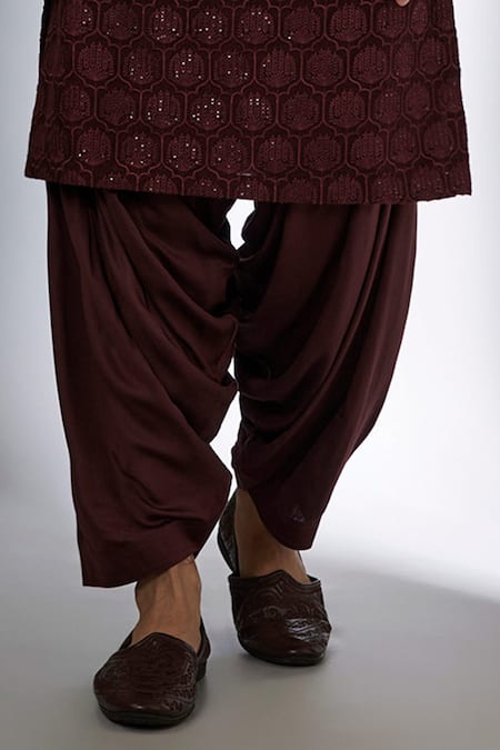 SALIL BHATIA Wine Modal, Satin Sequins, Embroidery, Metallic Bel Boota Embellished Kurta Set Online at Aza Fashions SALIL BHATIA_Wine Modal, Satin Sequins, Embroidery, Metallic Bel Boota Embellished Kurta Set _Online_at_Aza_Fashions