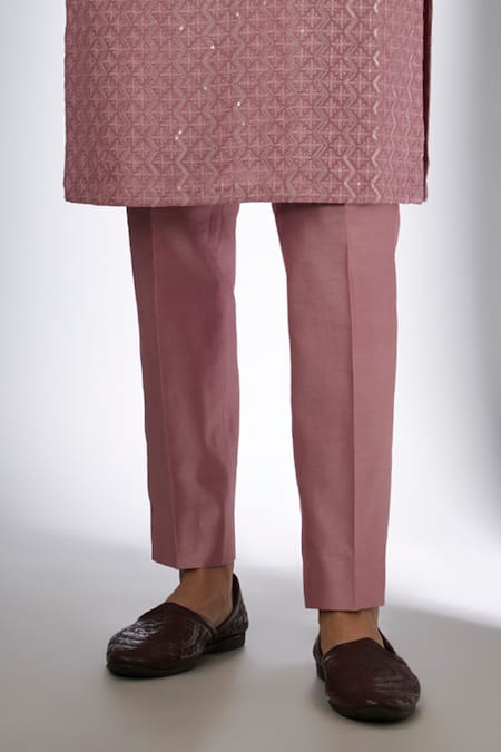 SALIL BHATIA_Pink , Chanderi Embroidery, Surat Mahal Thread Embellished Kurta Set _Online_at_Aza_Fashions
