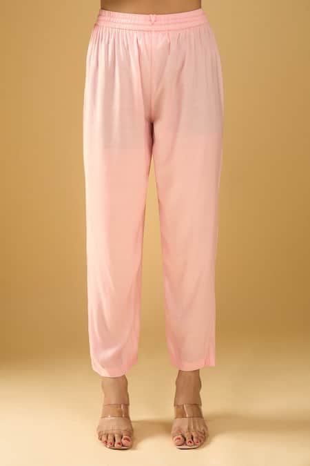 Naintara Bajaj_Peach Chanderi Silk, Shantoon, Kota Doria Chikankari Pastel Kurta Set _at_Aza_Fashions