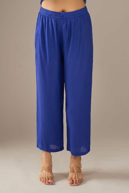 Samyukta Singhania_Blue Georgette, Shantoon, Chiffon Embroidery, Sequins Leheriya Kurta Set _Online_at_Aza_Fashions