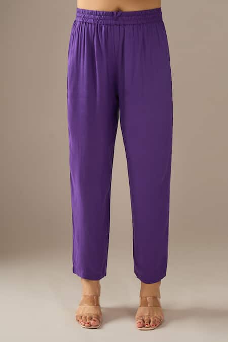 Shop_Samyukta Singhania_Purple Georgette, Shantoon, Chiffon Embroidery, Sequins Leheriya Kurta Set _Online_at_Aza_Fashions