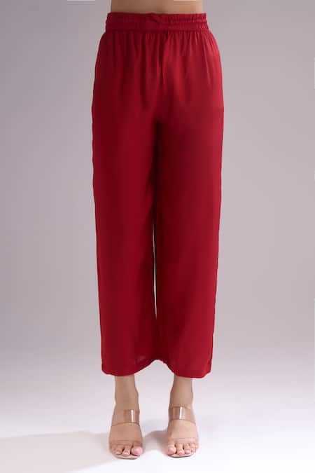 Shop_Samyukta Singhania_Red Chinon, Silk, Shantoon, Chiffon Gota Patti, Zari, Bandhani Print Kurta Set _Online_at_Aza_Fashions