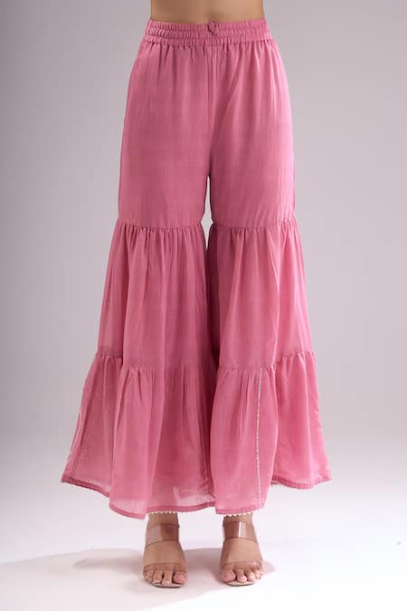 Buy Samyukta Singhania Purple Chanderi Gota Patti, Lace Notched Neck Leaf Motif Kurta Sharara Set Online at Aza Fashions Buy_Samyukta Singhania_Purple Chanderi Gota Patti, Lace Notched Neck Leaf Motif Kurta Sharara Set _Online_at_Aza_Fashions