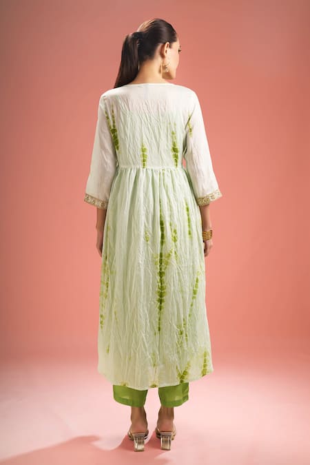 Samyukta Singhania Shibori Chanderi Silk Shrug & Pant Set 