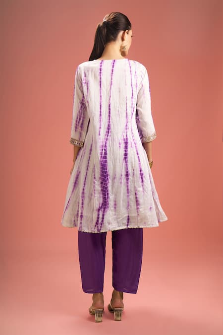 Shop Samyukta Singhania Purple Silk, Shantoon, Embroidery, Shibori Pattern Kurta Set at Aza Fashions Shop_Samyukta Singhania_Purple Silk, Shantoon, Embroidery, Shibori Pattern Kurta Set _at_Aza_Fashions