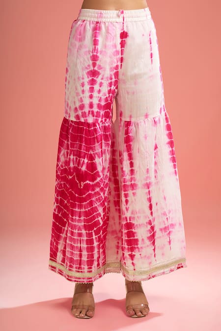 Buy_Samyukta Singhania_Fuchsia Silk, Embroidery, Gota Shibori And Dori Kurta Set _Online_at_Aza_Fashions