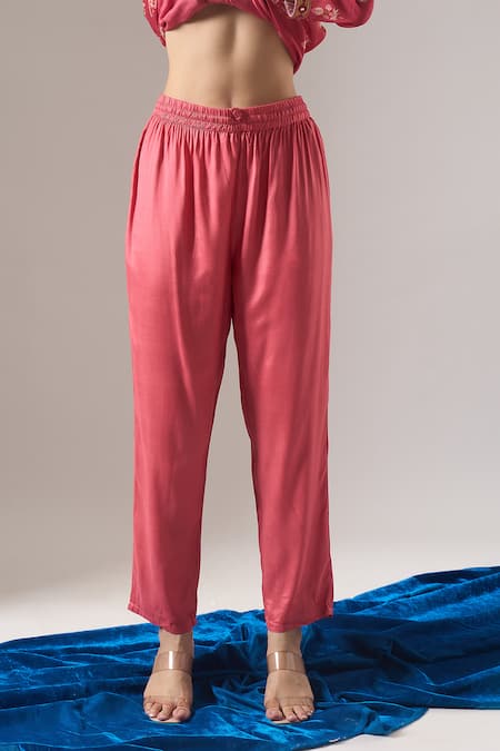 Samyukta Singhania Coral Chanderi Silk, Shantoon, Chiffon Mirrors, Embroidery Print Anarkali Set Online at Aza Fashions Samyukta Singhania_Coral Chanderi Silk, Shantoon, Chiffon Mirrors, Embroidery Print Anarkali Set _Online_at_Aza_Fashions