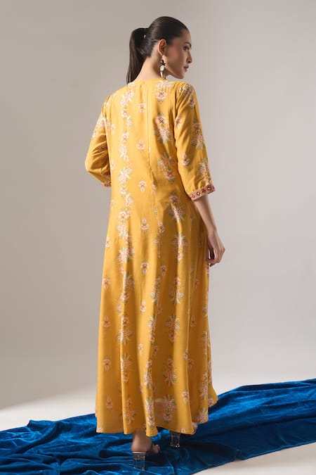 Samyukta Singhania Floral Print Anarkali Kurta Set With Dupatta 