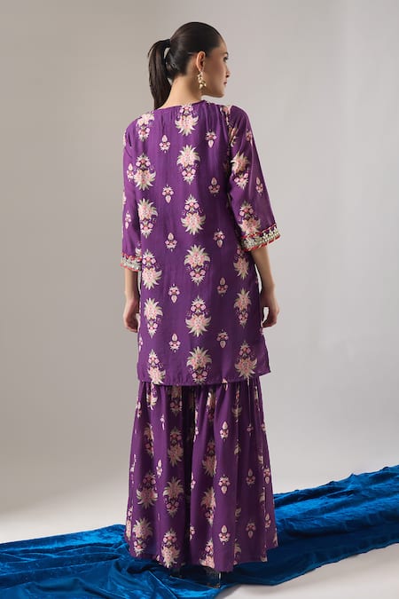 Samyukta Singhania Chanderi Silk Floral Print Kurta Sharara Set 