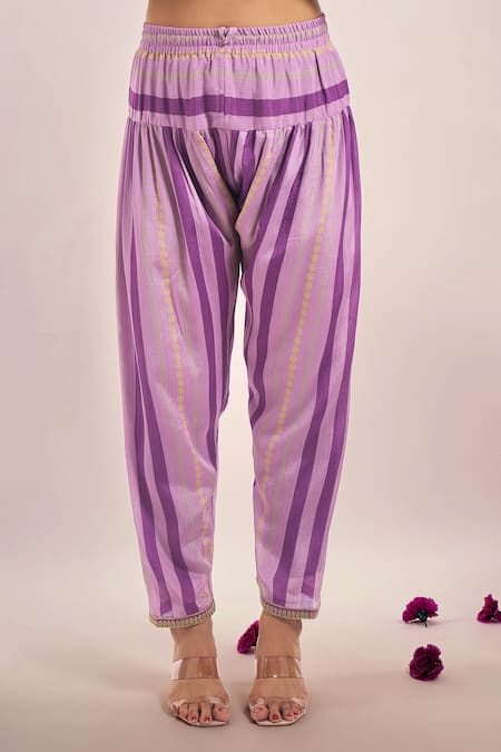 Samyukta Singhania_Purple Tissue, Chinon, Silk, Chiffon Embroidery, Zari, Shimmer Dori Kurta Set _Online_at_Aza_Fashions