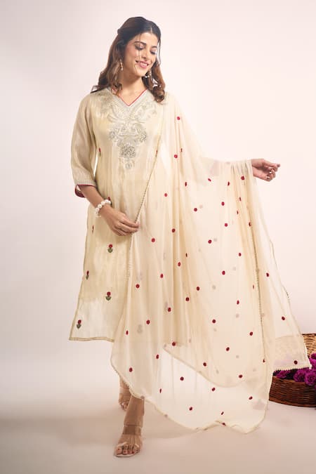 Buy Samyukta Singhania Ivory Tissue, Shantoon, Chiffon Zari, Sequins, Embroidery, Piping, Kurta Set Online at Aza Fashions Buy_Samyukta Singhania_Ivory Tissue, Shantoon, Chiffon Zari, Sequins, Embroidery, Piping, Kurta Set _Online_at_Aza_Fashions